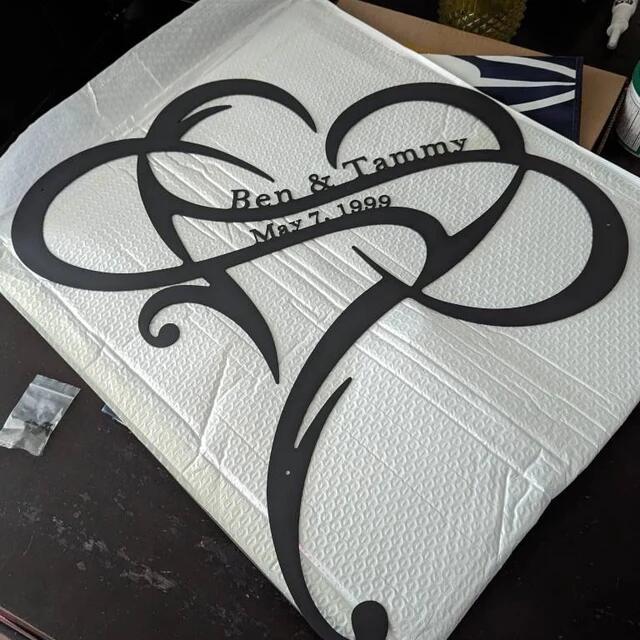 Personalized Love Heart Infinity Metal Sign - Custom Couples' Names and Date