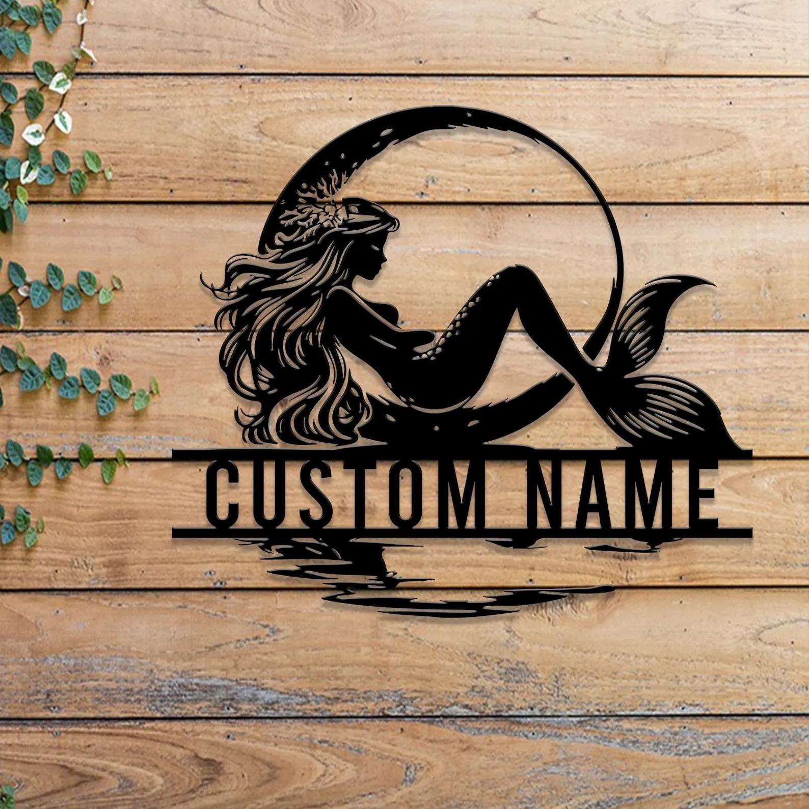 Personalized Mermaid Metal Wall Hanging for Home Decoration