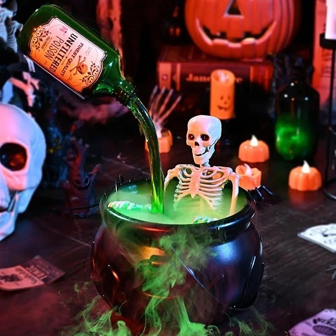 Cauldron Halloween Decor (With Magic Floating Potion Bottles & Diffuser)