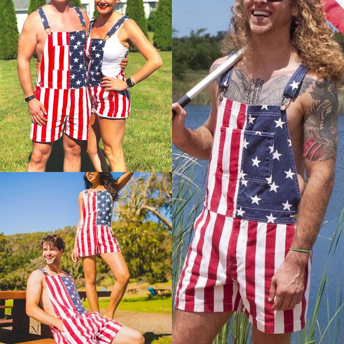 Men’s & Women’s American Flag Overalls