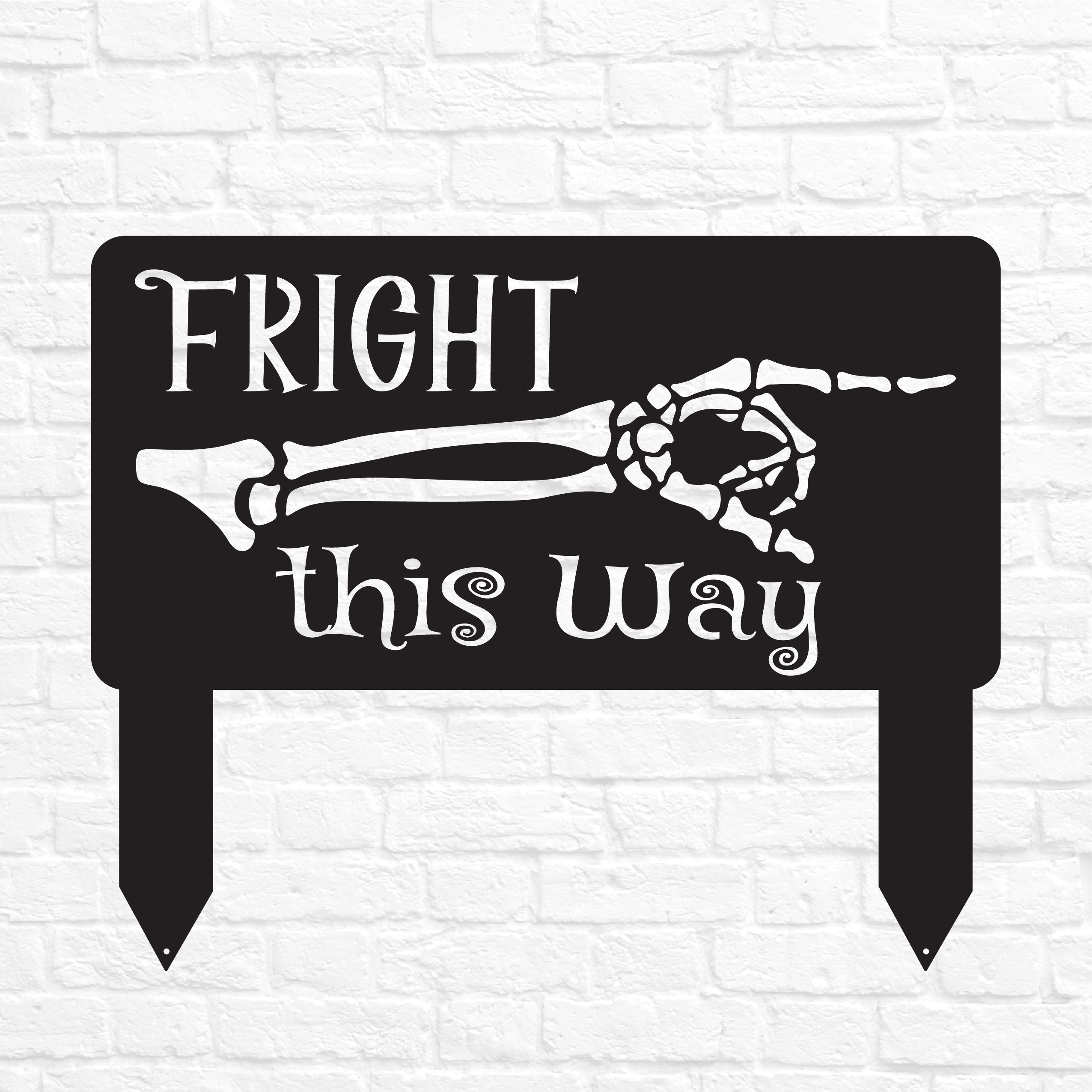 Halloween Fright this Way Metal Yard Sign