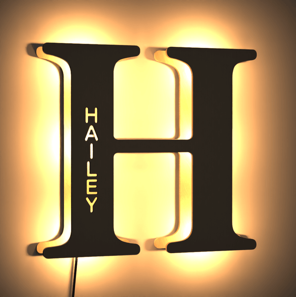 🎁 Customized Wood Engraved Name Wall Lamp