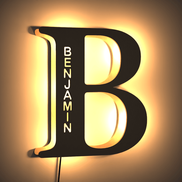 🎁 Customized Wood Engraved Name Wall Lamp