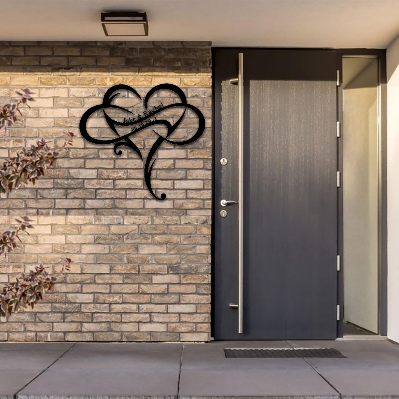 Personalized Love Heart Infinity Metal Sign - Custom Couples' Names and Date