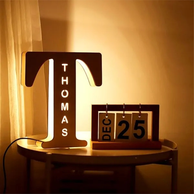 🎁 Customized Wood Engraved Name Wall Lamp