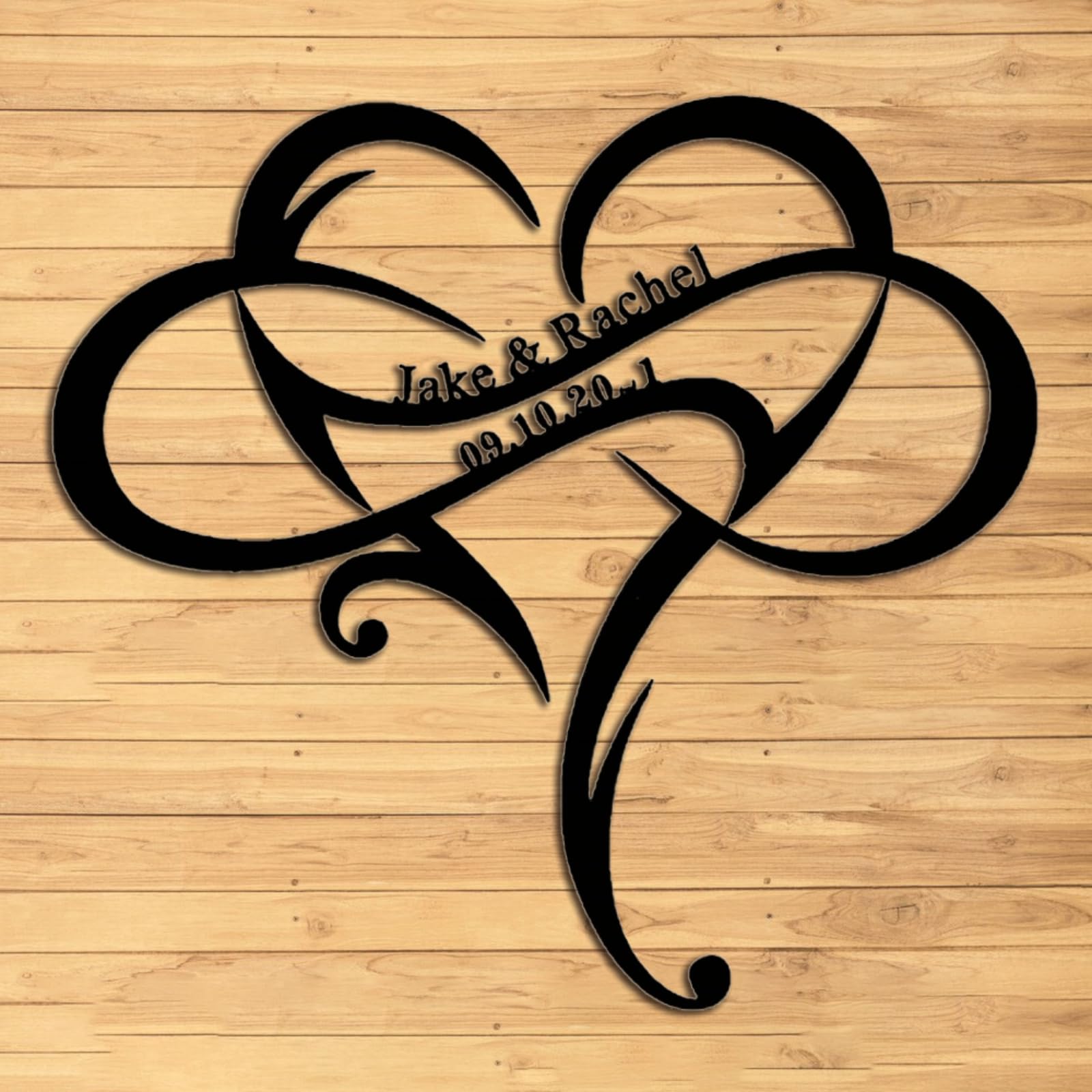 Personalized Love Heart Infinity Metal Sign - Custom Couples' Names and Date