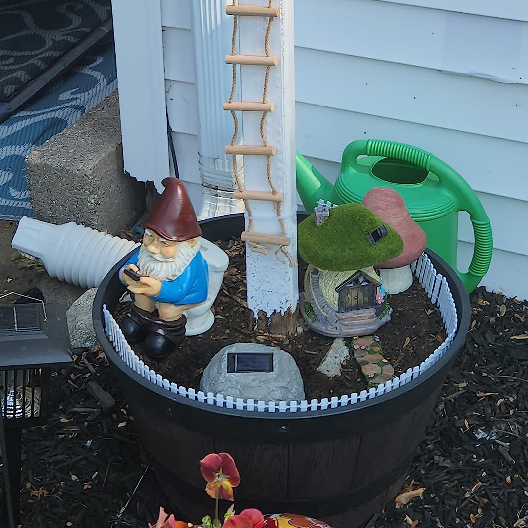 Naughty Garden Gnome on a Toilet