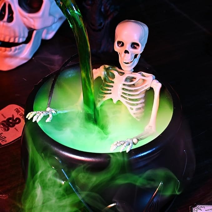 Cauldron Halloween Decor (With Magic Floating Potion Bottles & Diffuser)