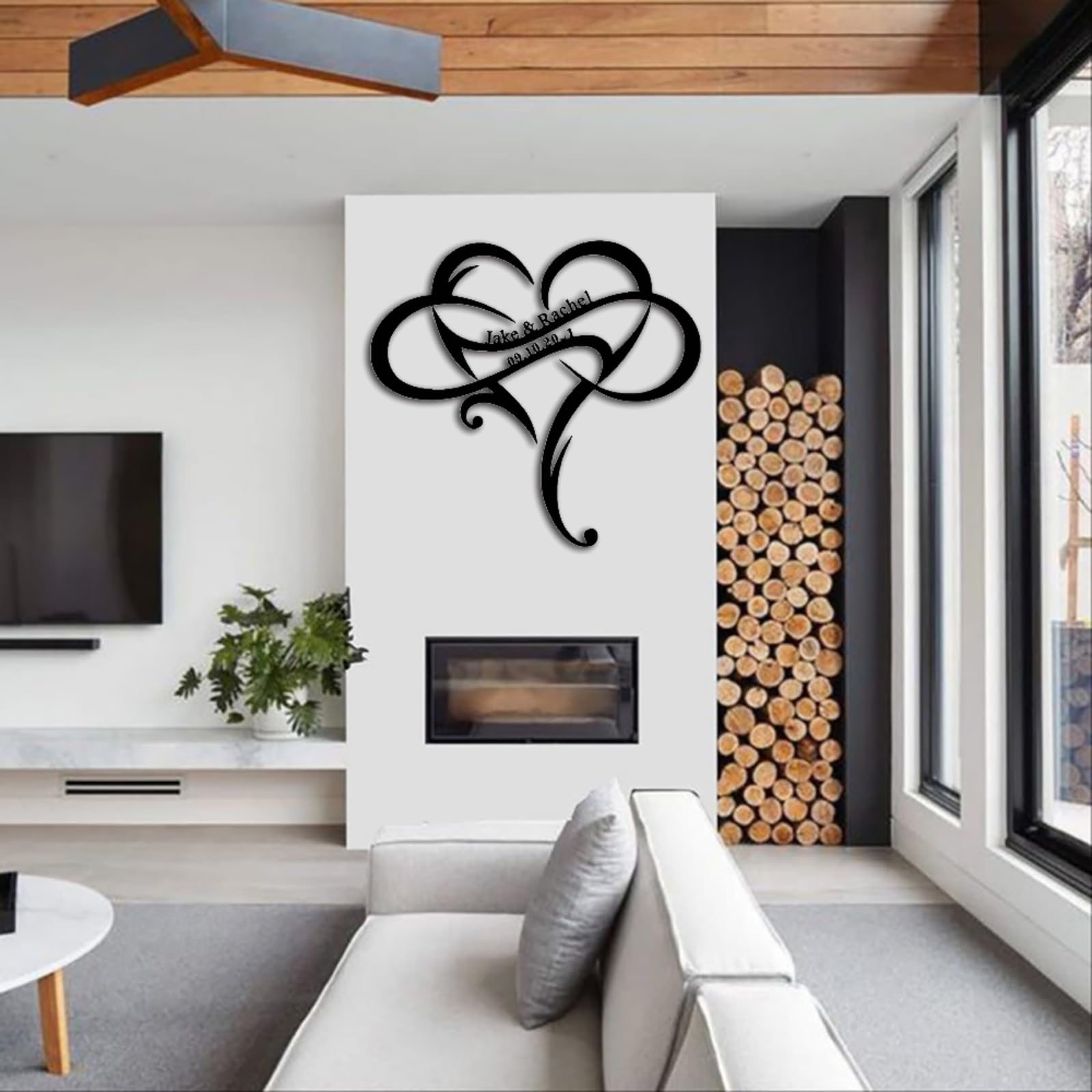 Personalized Love Heart Infinity Metal Sign - Custom Couples' Names and Date