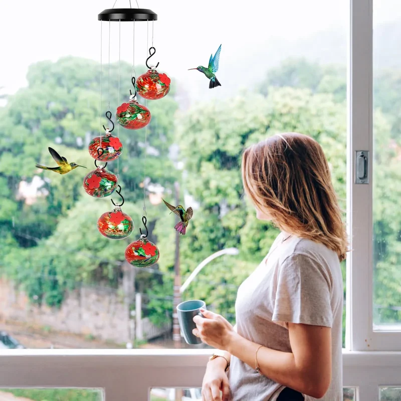 🔥 2024 New Charming Wind Chimes Hummingbird Feeders Garden Decor