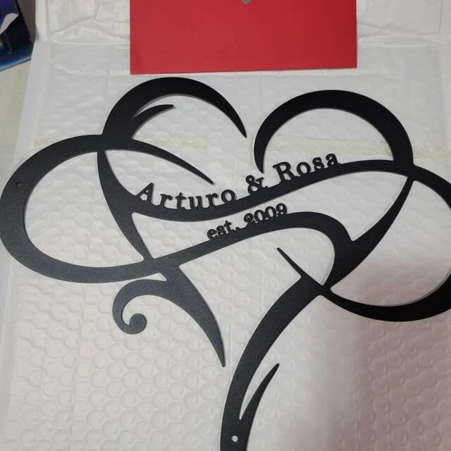 Personalized Love Heart Infinity Metal Sign - Custom Couples' Names and Date