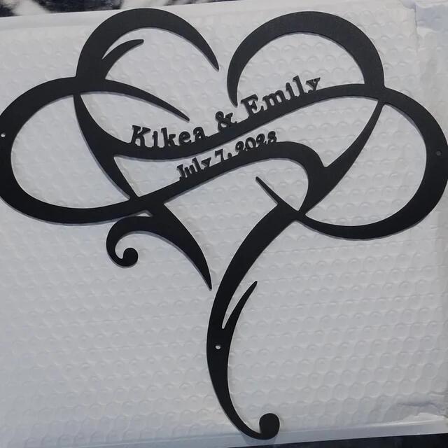 Personalized Love Heart Infinity Metal Sign - Custom Couples' Names and Date