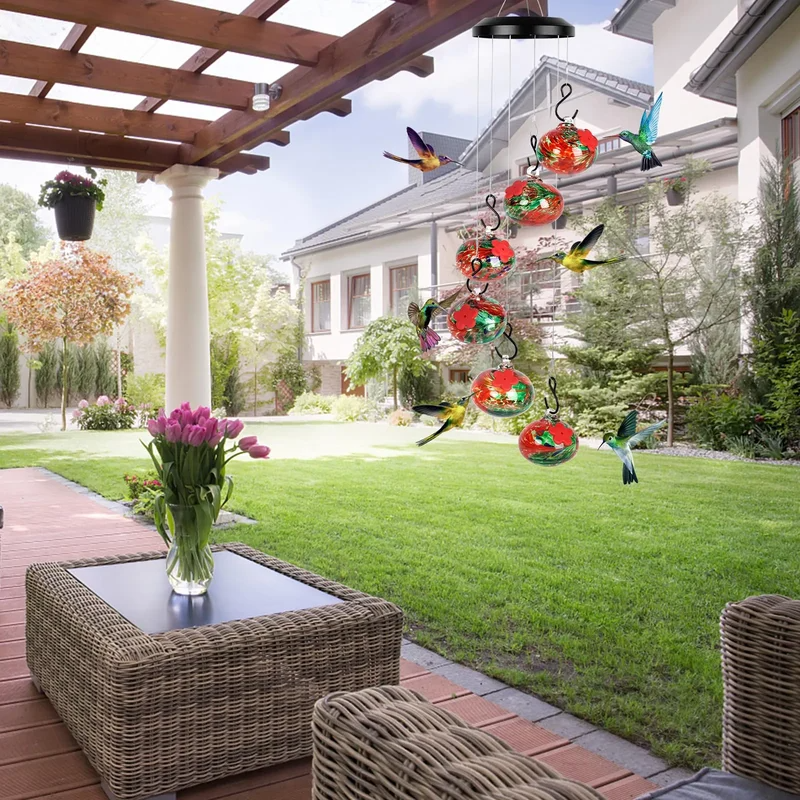 🔥 2024 New Charming Wind Chimes Hummingbird Feeders Garden Decor
