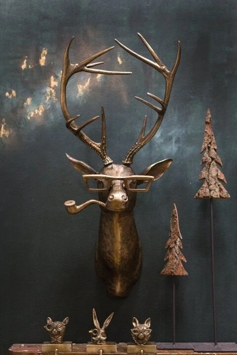 Rustic Animal Head Sculpture