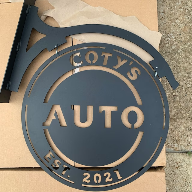 Personalized Name Steel Metal-Hanging-Garage Sign