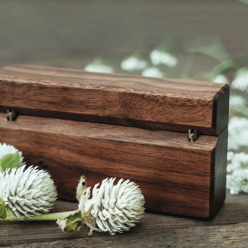 Personalized Wedding Double Slot Wooden Ring Box