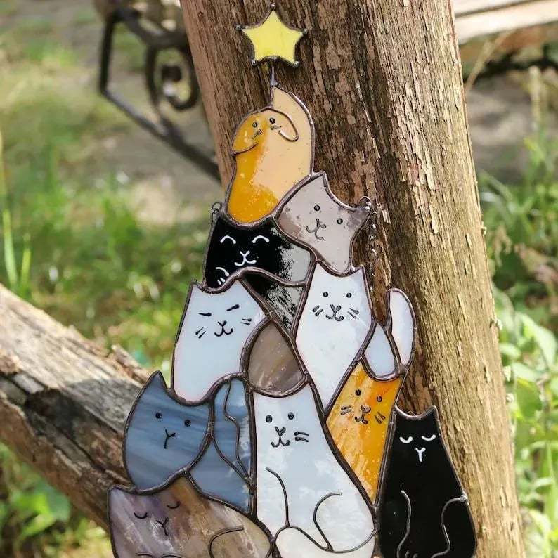 🎄Early Sale-50% OFF😻Cat Christmas Tree Suncatcher Ornament
