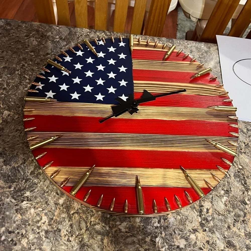 Veteran Family-Handmade Honor US Flag Patriotic Clock-BUY 2 FREE SHIPPING