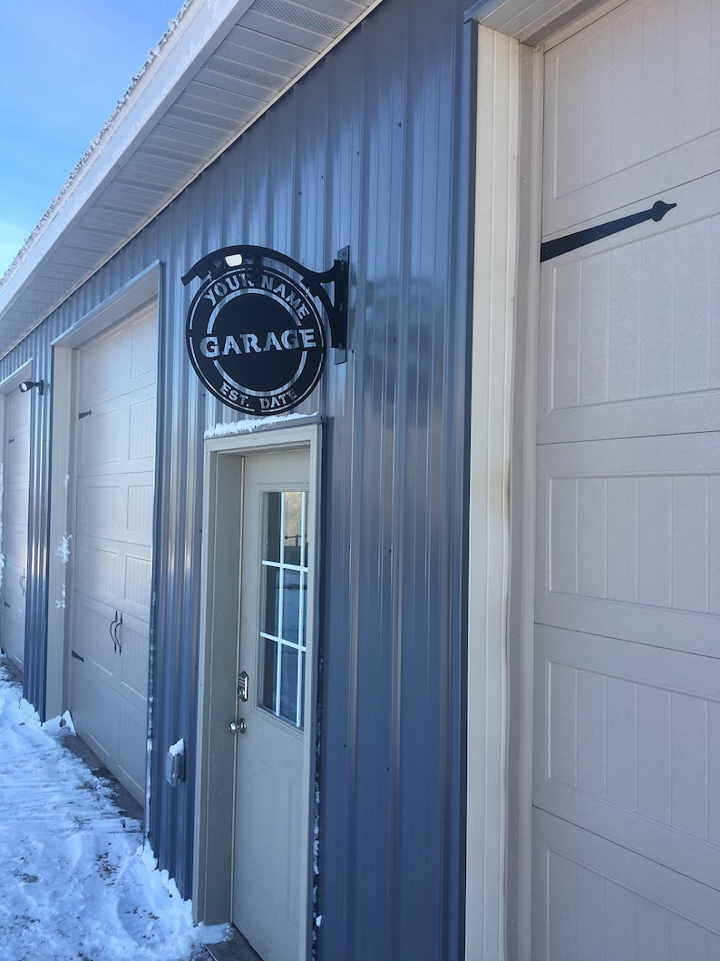 Personalized Name Steel Metal-Hanging-Garage Sign