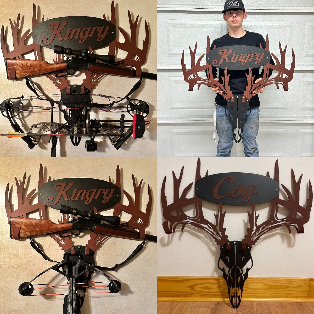 Custom made personalized metal bow holder gun and cross bow