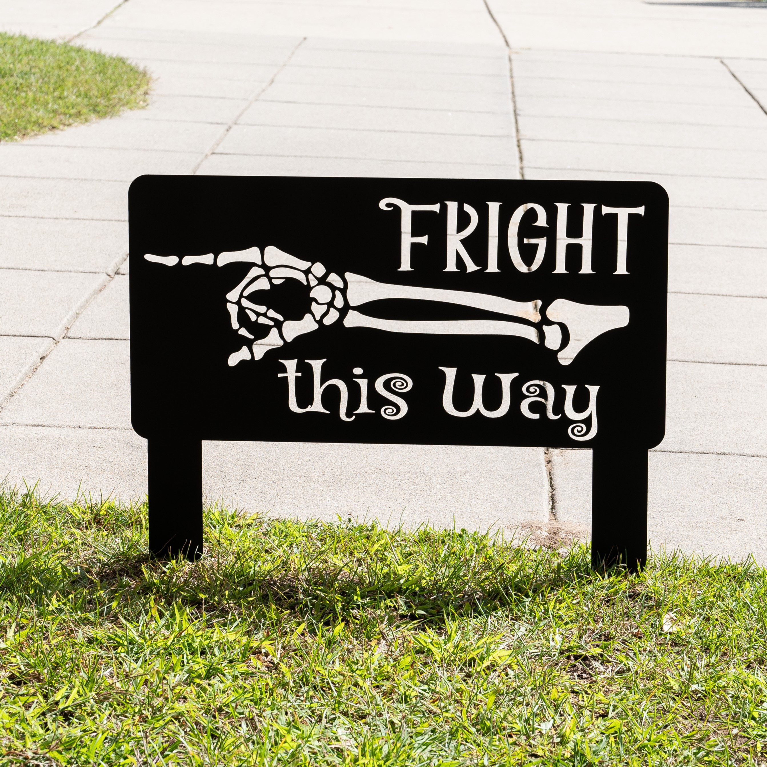 Halloween Fright this Way Metal Yard Sign