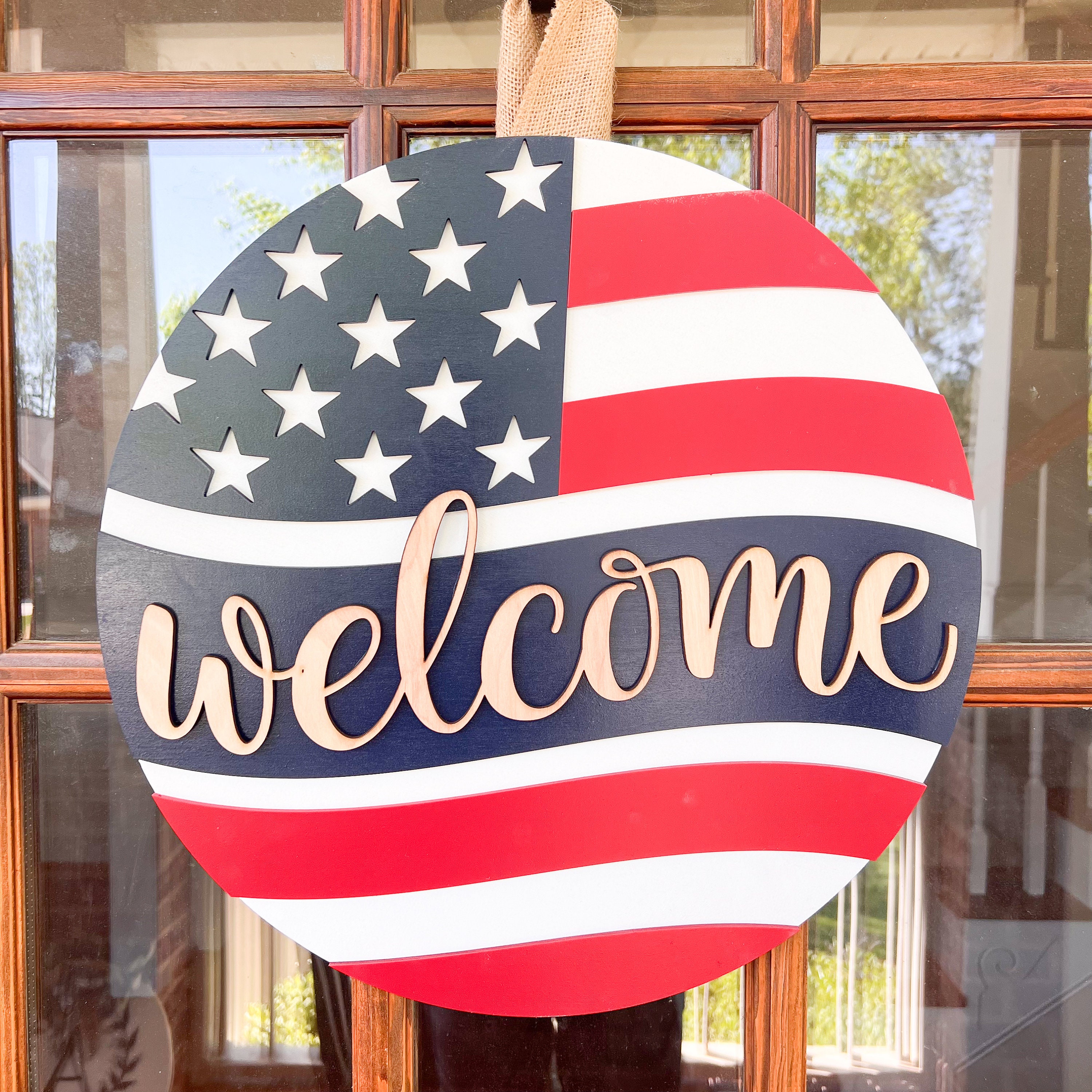 4th of July Door Hanger | Patriotic Front Door Decor 