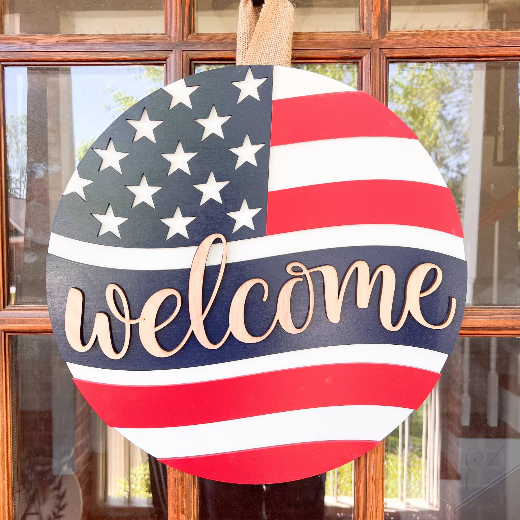 4th of July Door Hanger | Patriotic Front Door Decor 