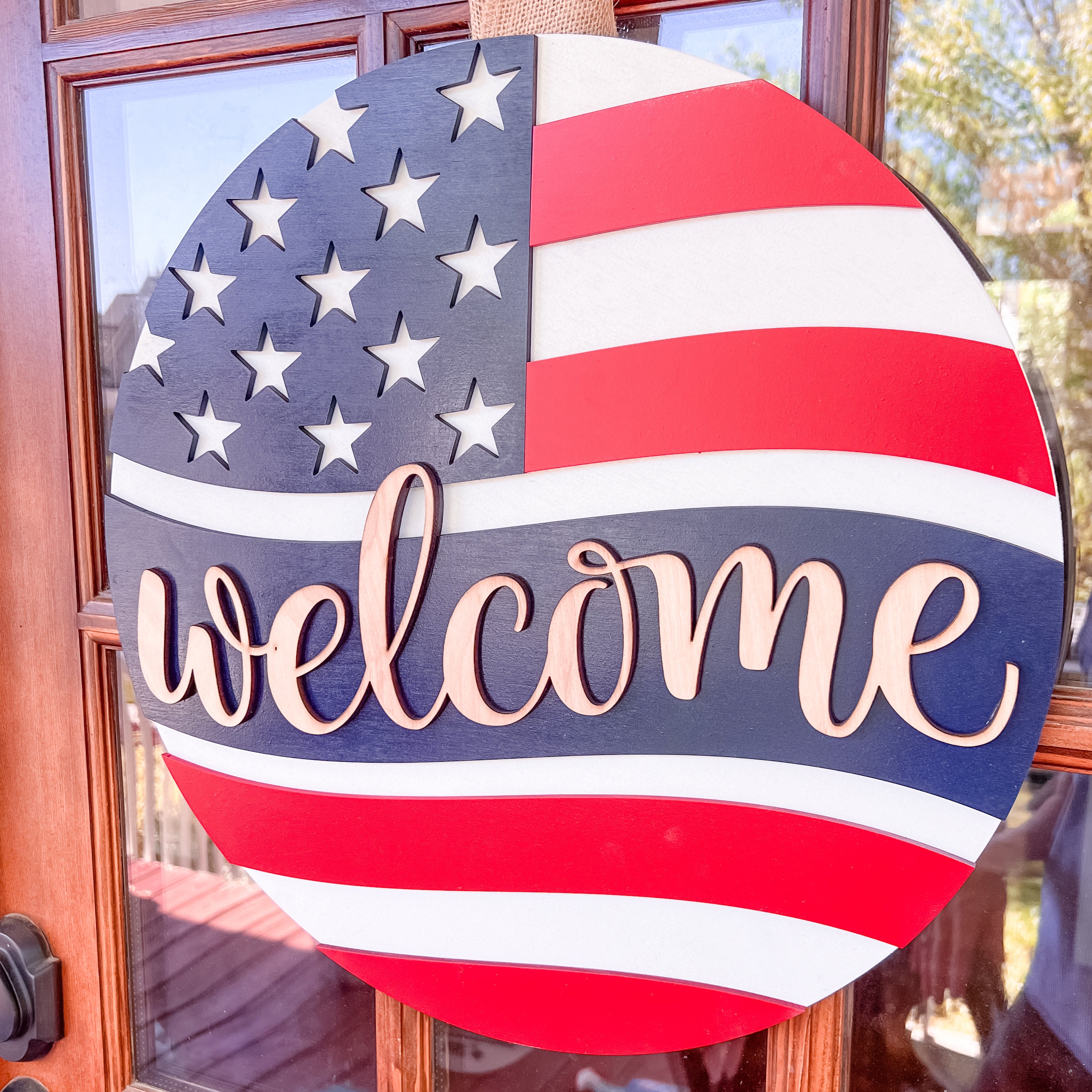4th of July Door Hanger | Patriotic Front Door Decor 
