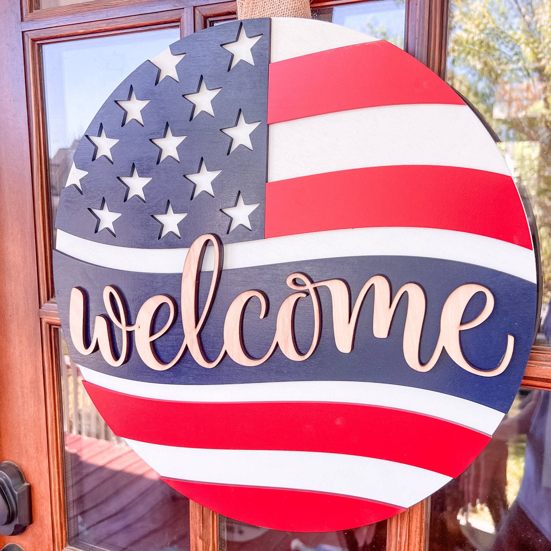 4th of July Door Hanger | Patriotic Front Door Decor 