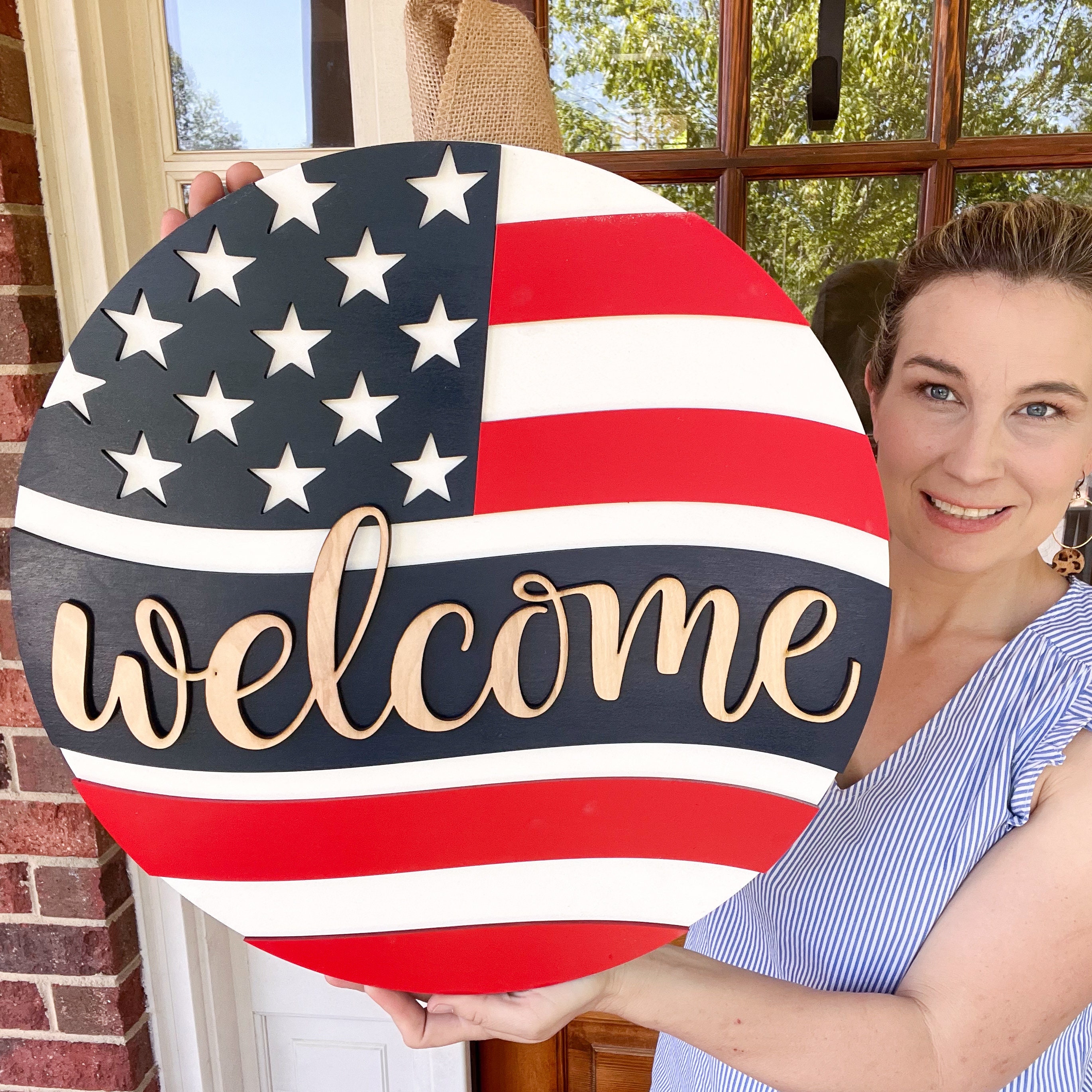4th of July Door Hanger | Patriotic Front Door Decor 