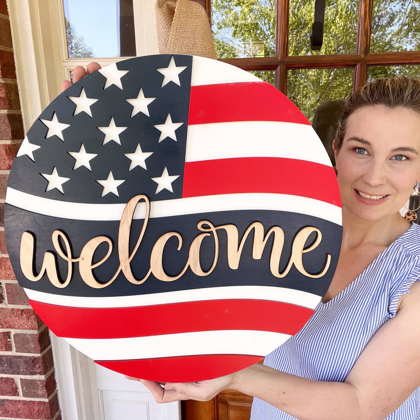 4th of July Door Hanger | Patriotic Front Door Decor 