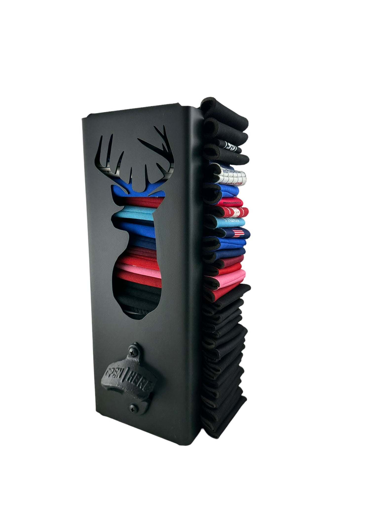 Can cooler holder with bottle opener