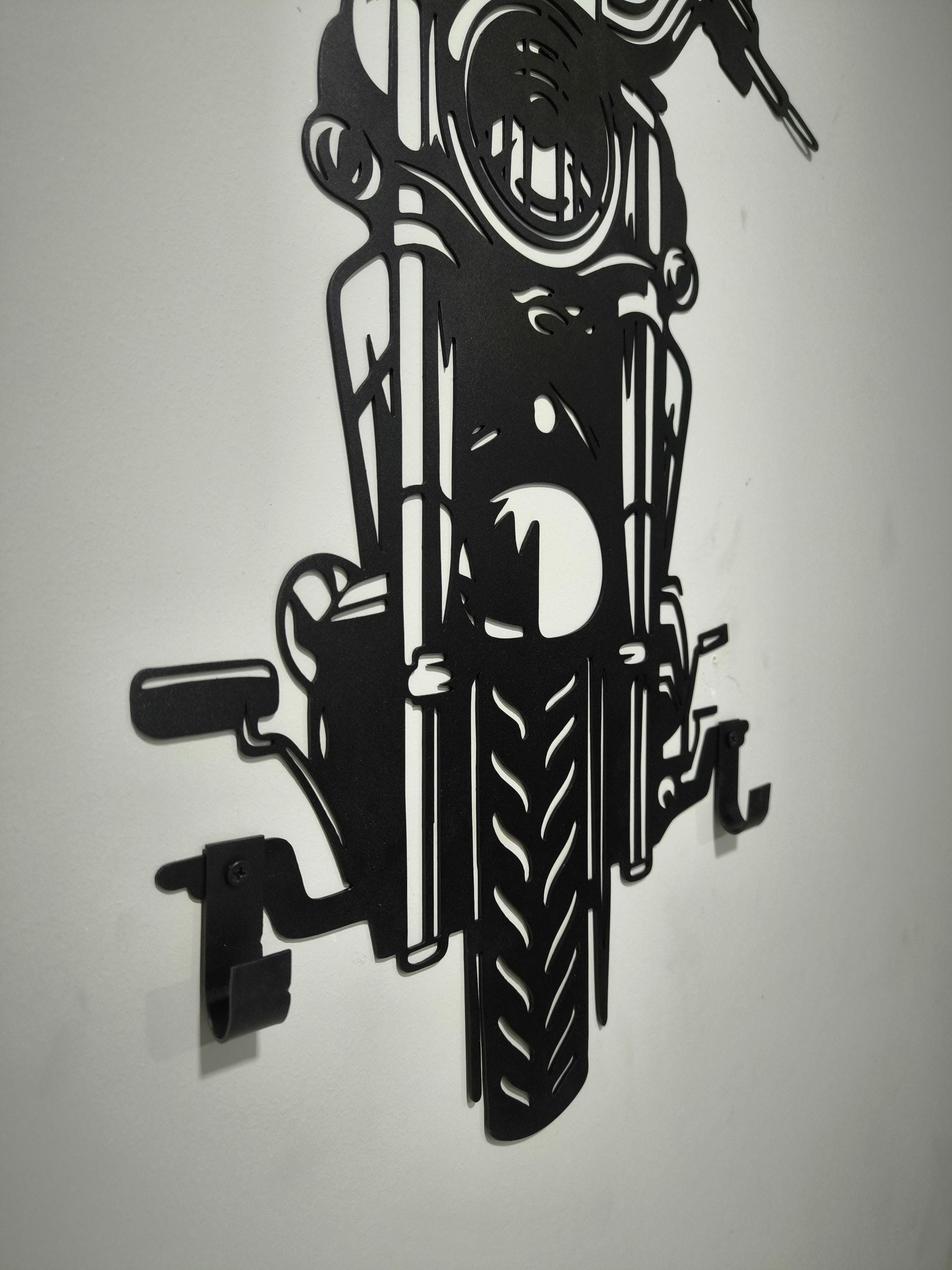 Custom Motorcycle Helmet Holder Metal Art