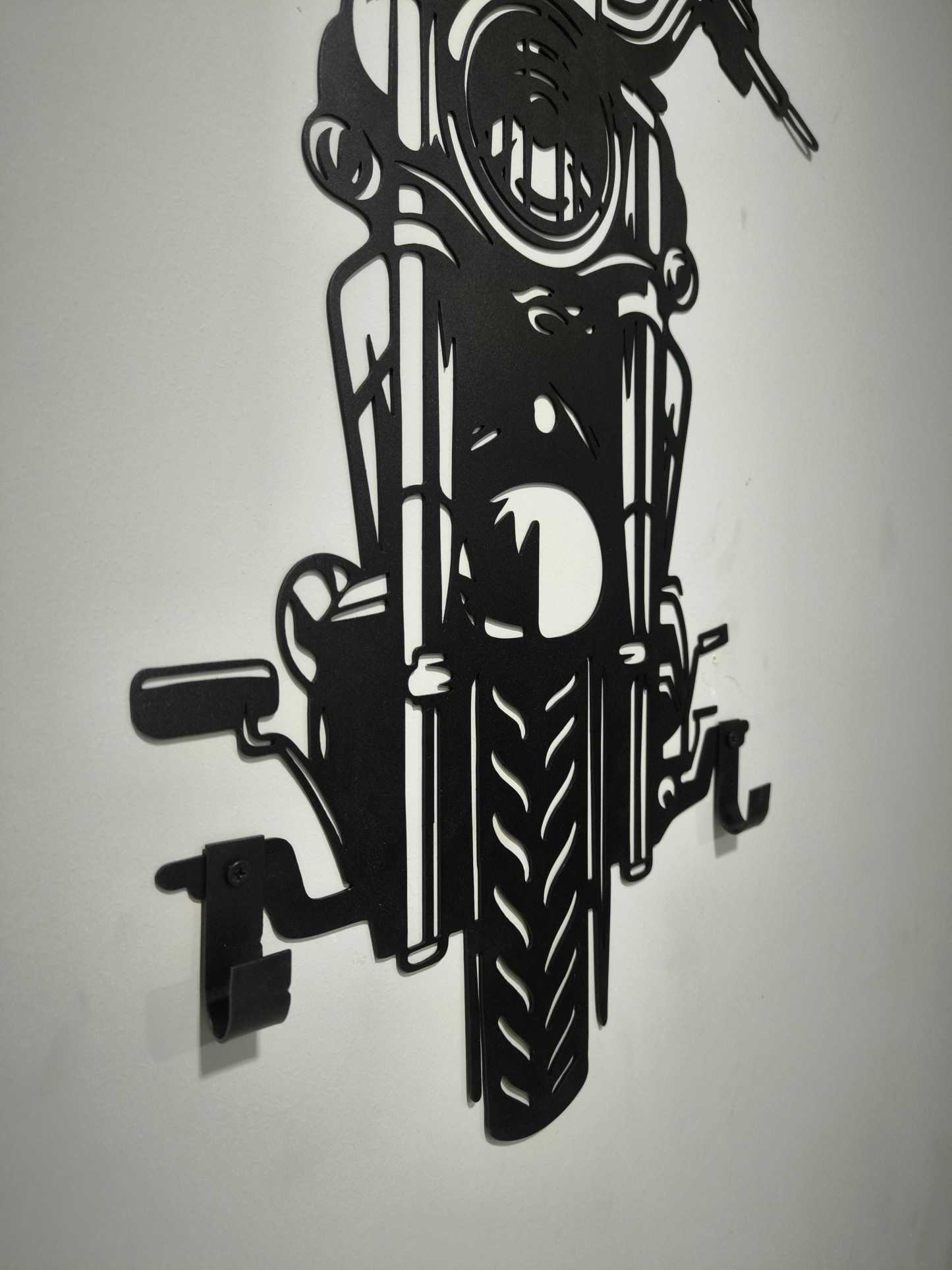 Custom Motorcycle Helmet Holder Metal Art