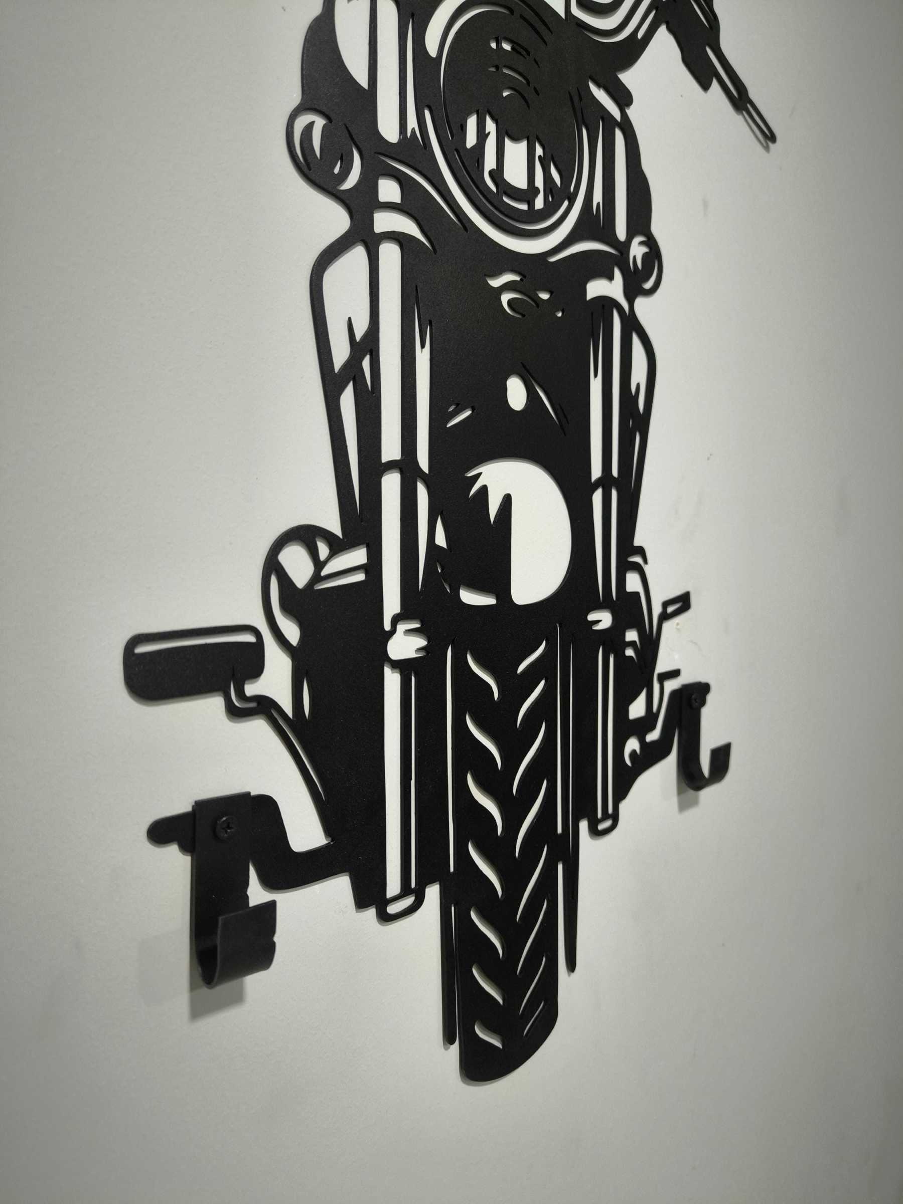 Custom Motorcycle Helmet Holder Metal Art