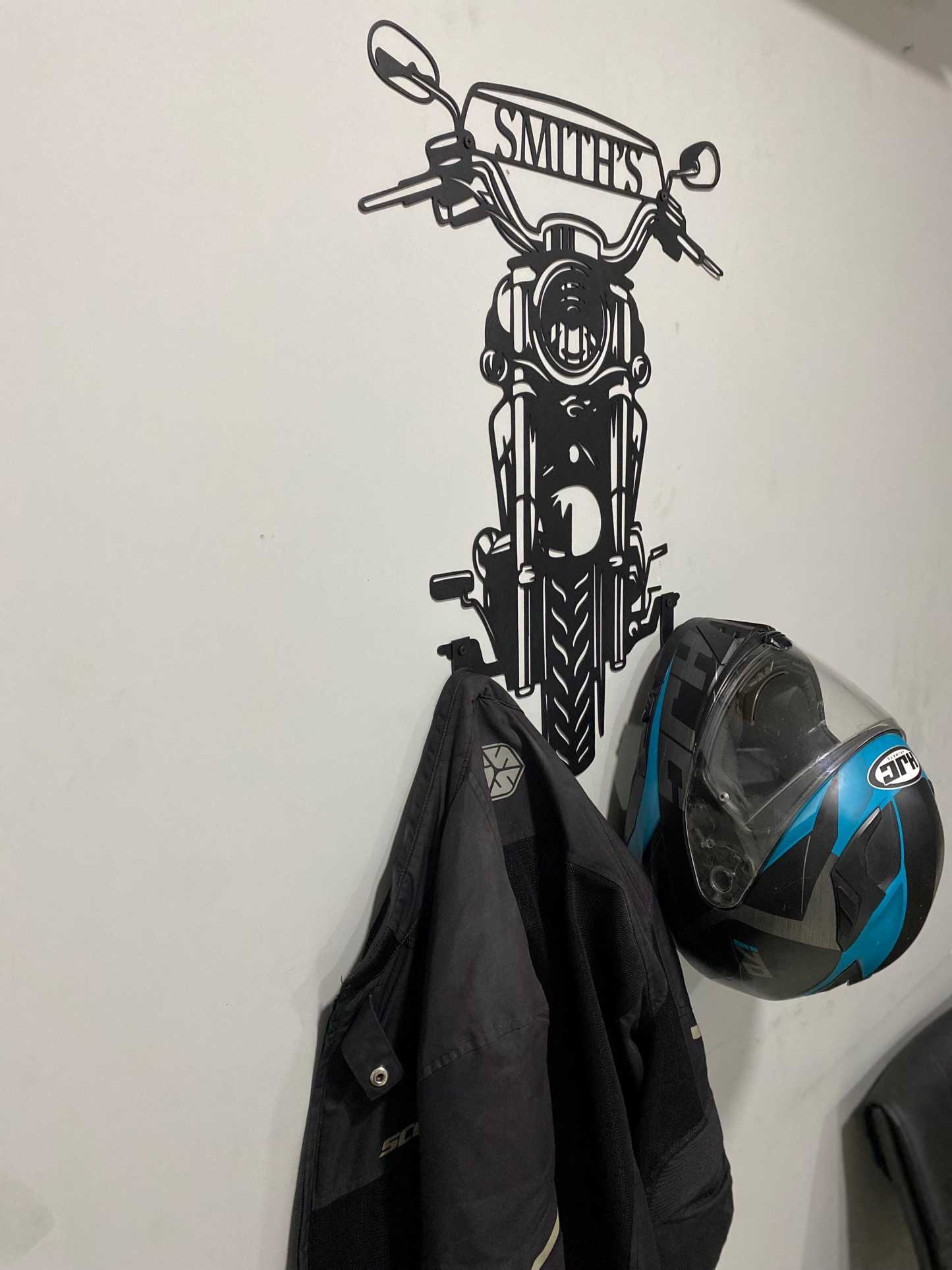 Custom Motorcycle Helmet Holder Metal Art