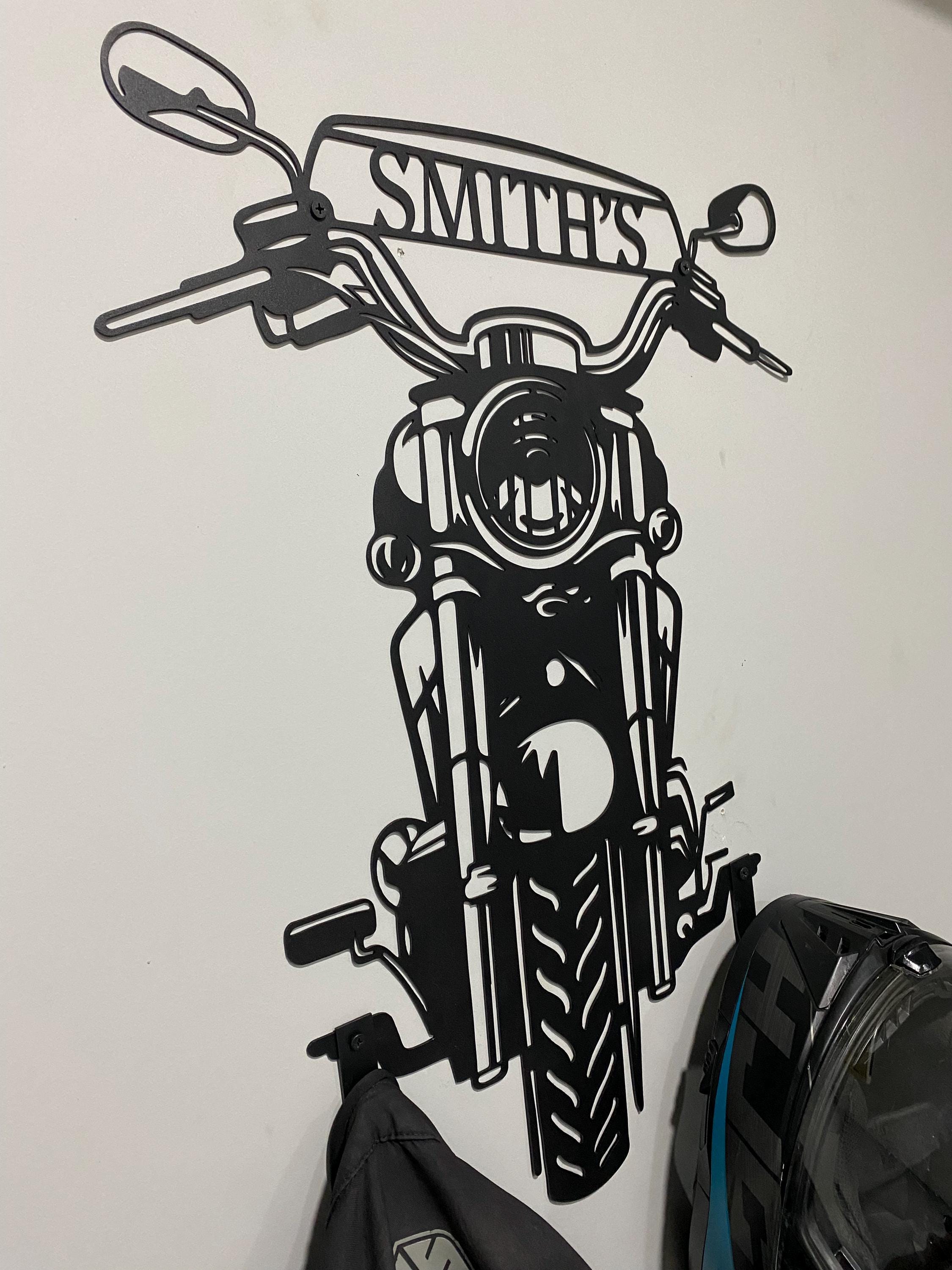 Custom Motorcycle Helmet Holder Metal Art