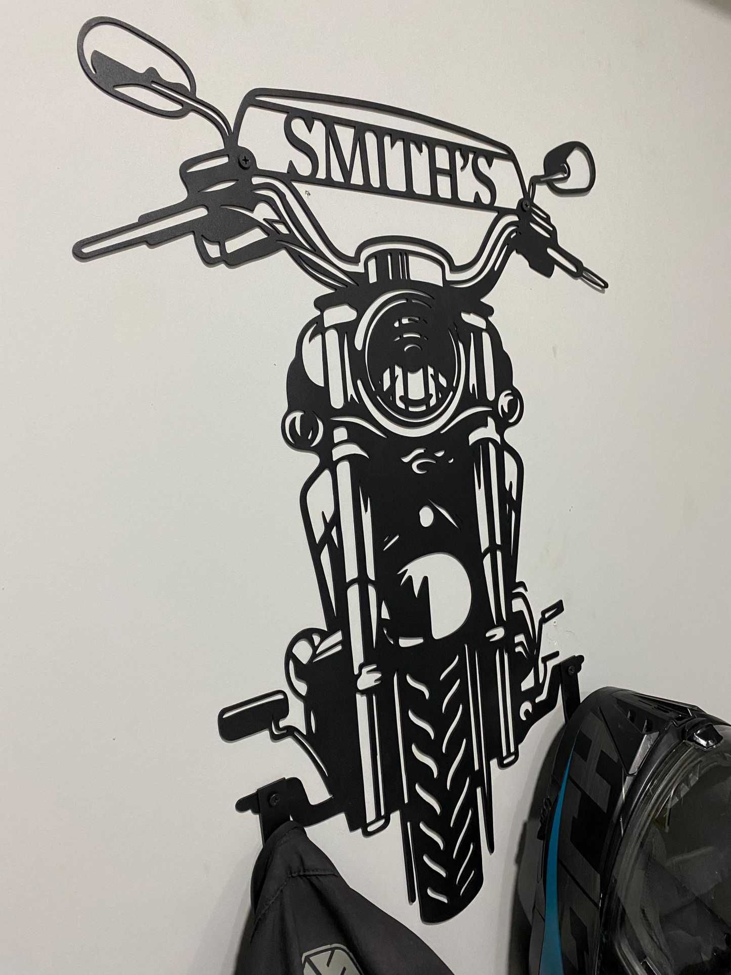 Custom Motorcycle Helmet Holder Metal Art