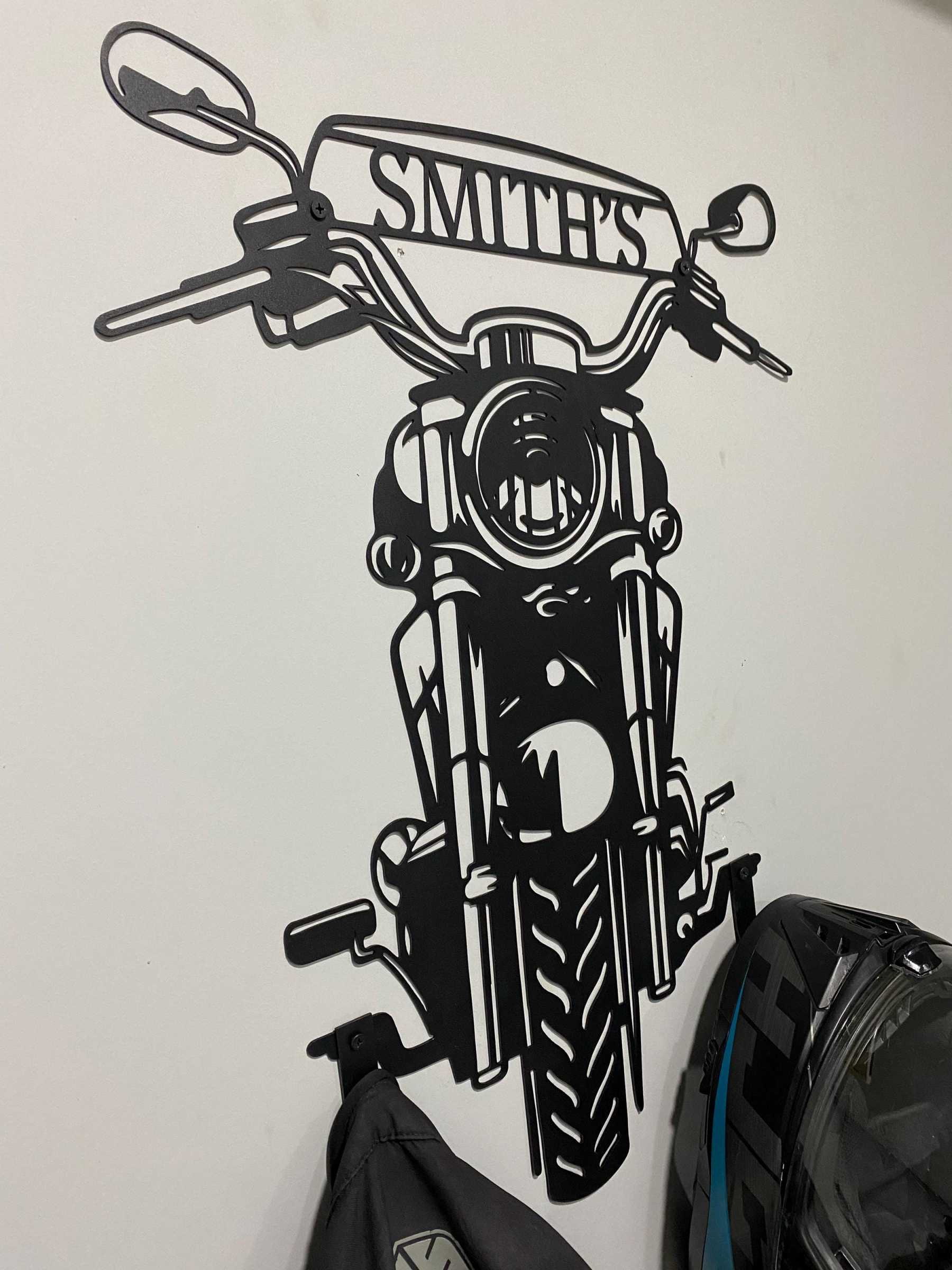 Custom Motorcycle Helmet Holder Metal Art