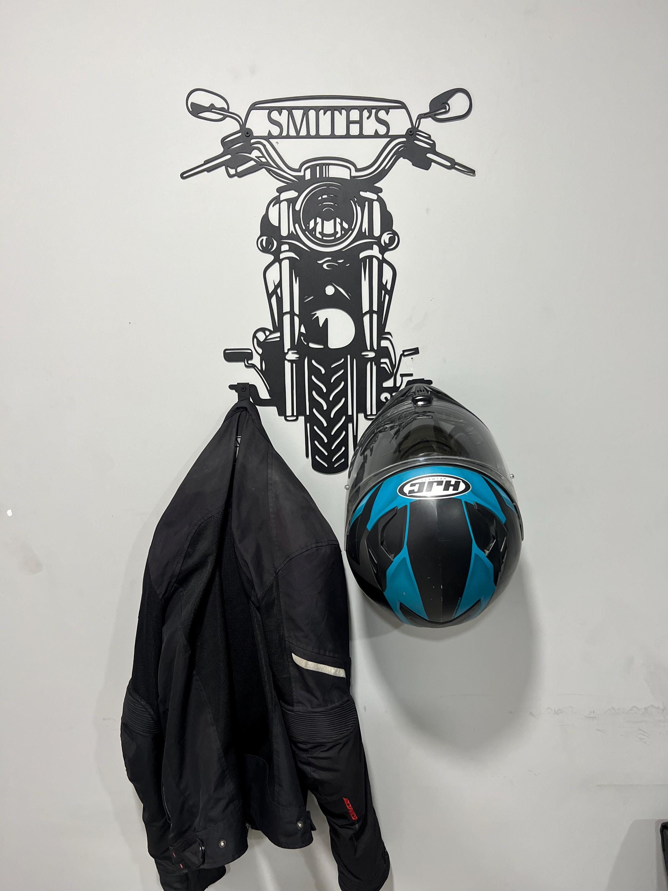 Custom Motorcycle Helmet Holder Metal Art