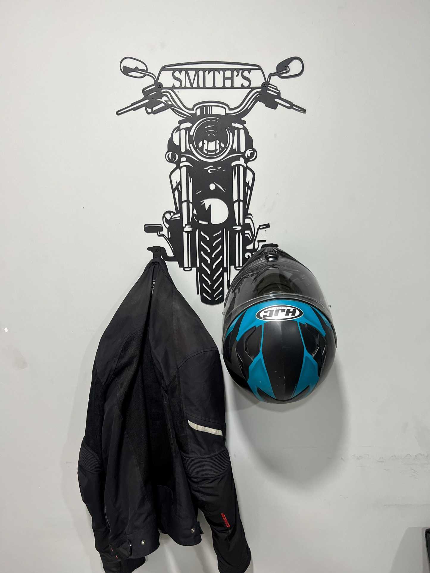 Custom Motorcycle Helmet Holder Metal Art