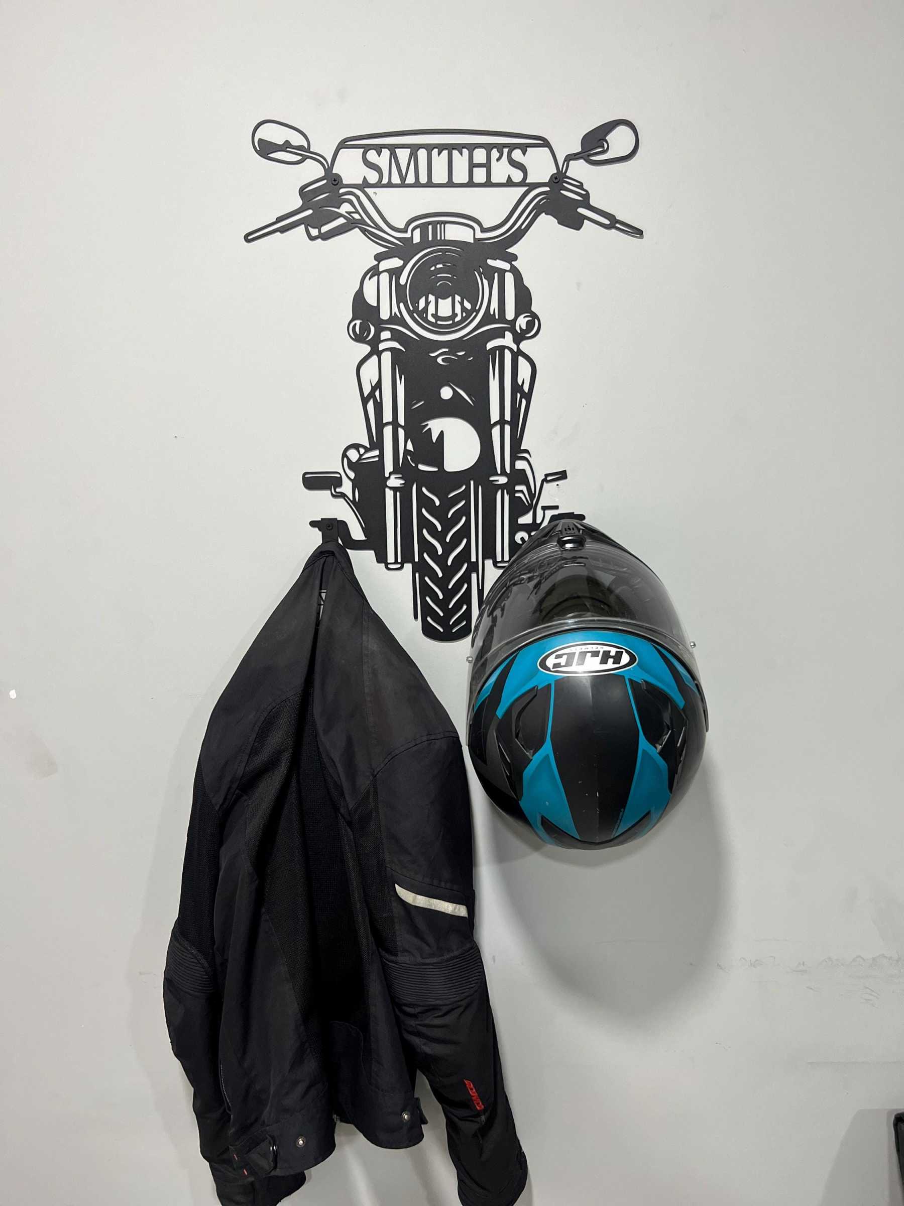 Custom Motorcycle Helmet Holder Metal Art