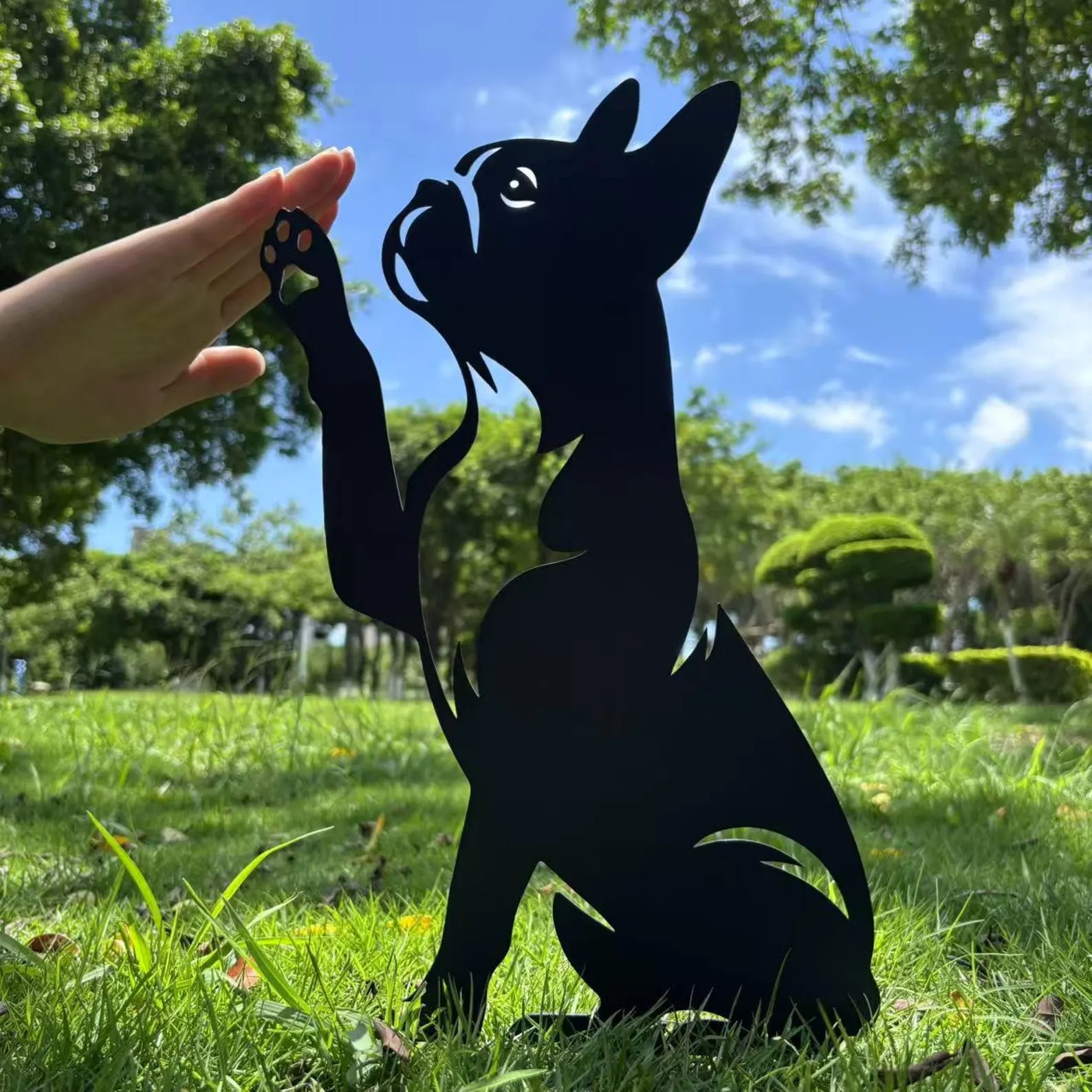 French bulldog high fives