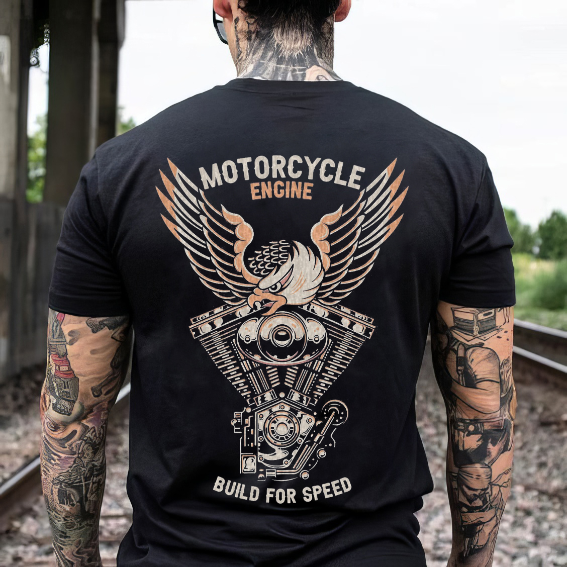 Tattoo inspired clothing: Eagle & Engine T-shirt-Wawl Soul