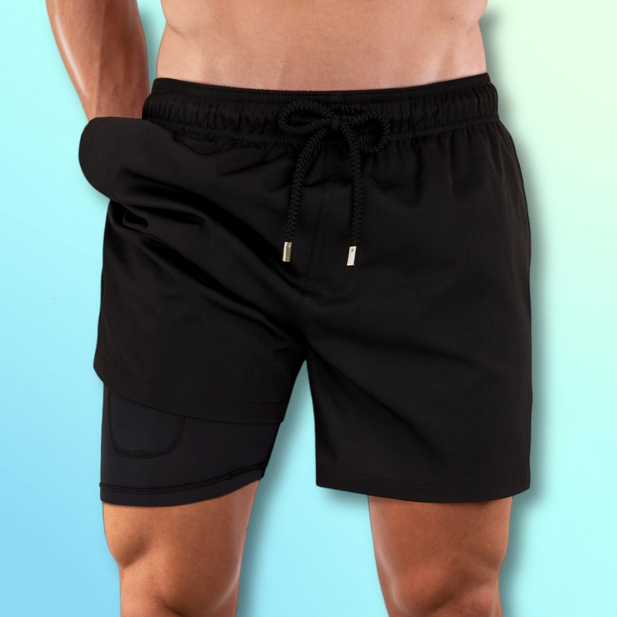 Black Hole-Mens Swim Trunks with Compression Liner