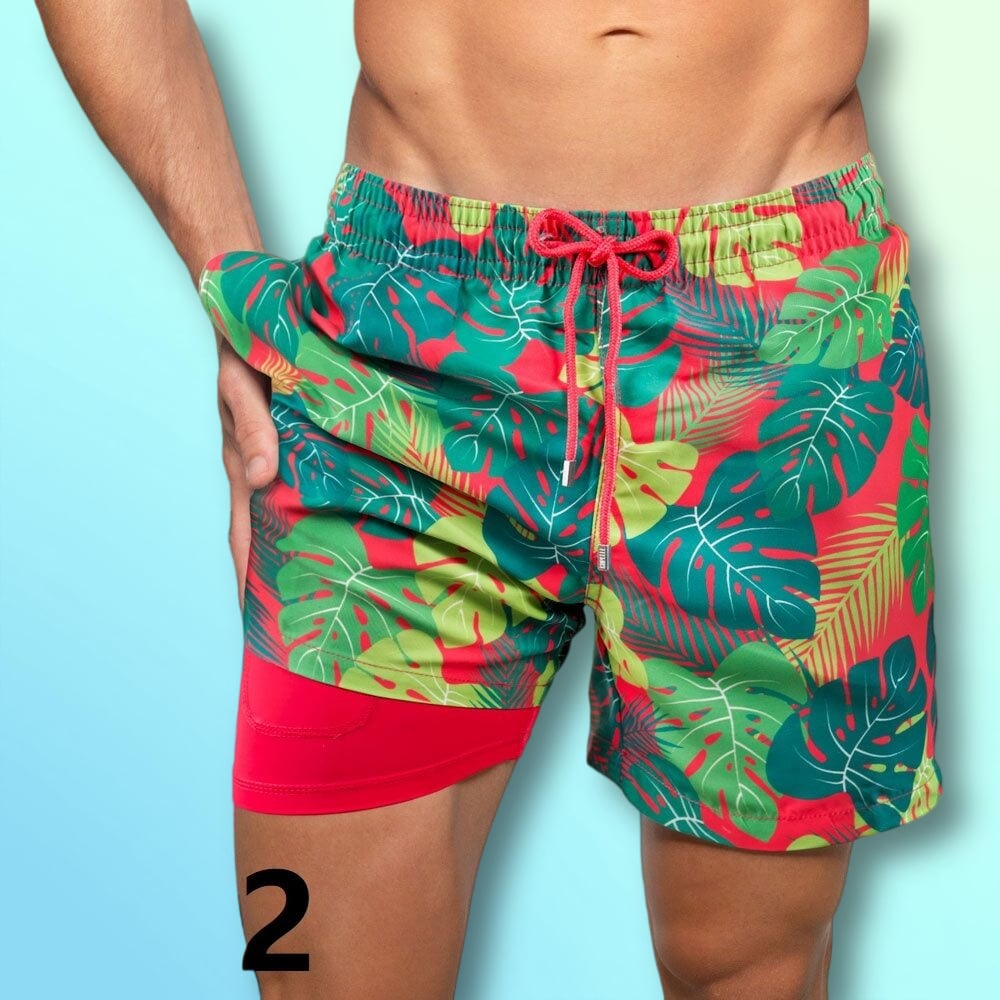 Tropical Crush - Mens Swim Trunks with Compression Liner