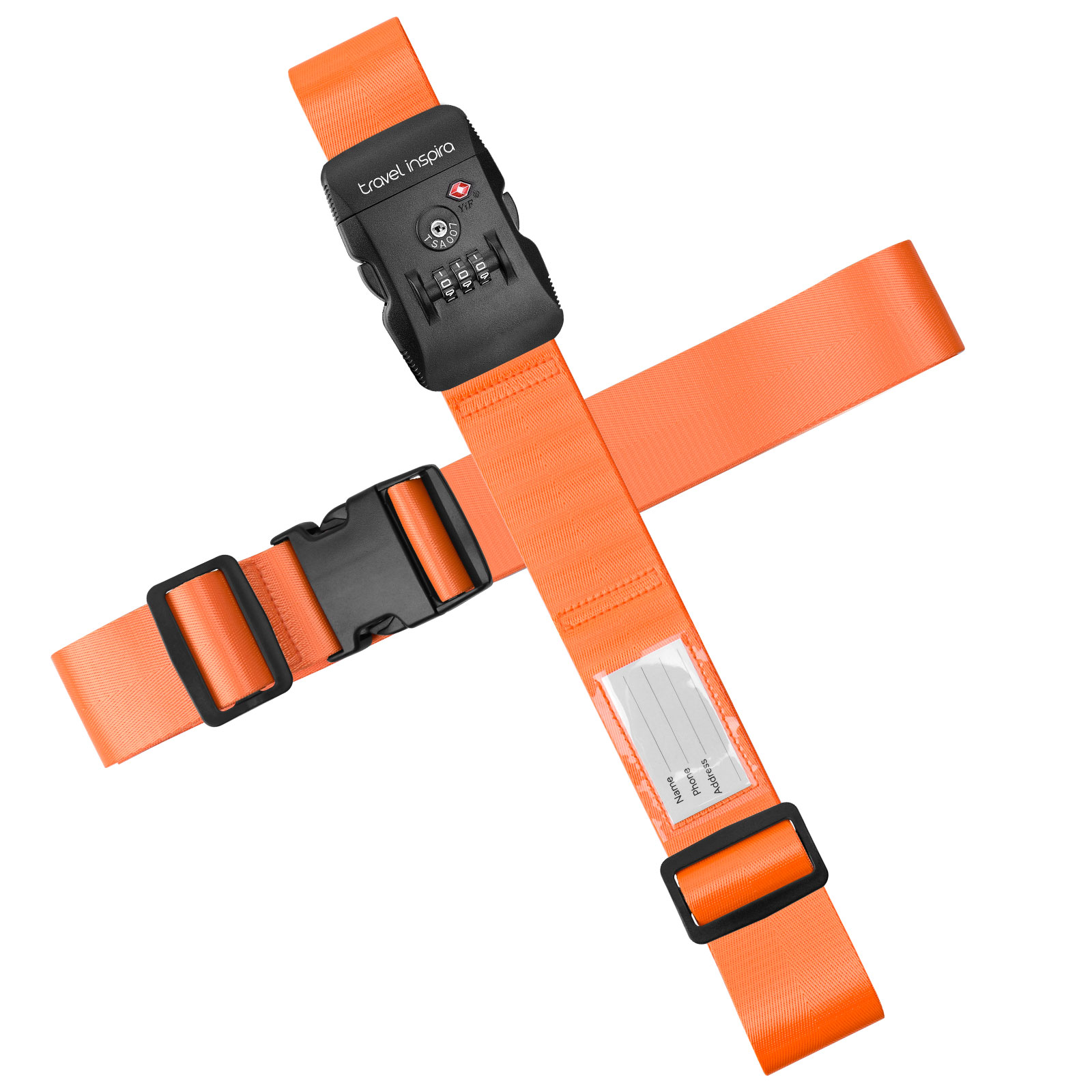 Travel Inspira Travel Belt for Luggage, TSA Approved Luggage Straps, Suitcase Straps TSA Approved, 3-Dial Combination Locks Adjustable Suitcase Belt, Quick-Release Buckle (Orange)