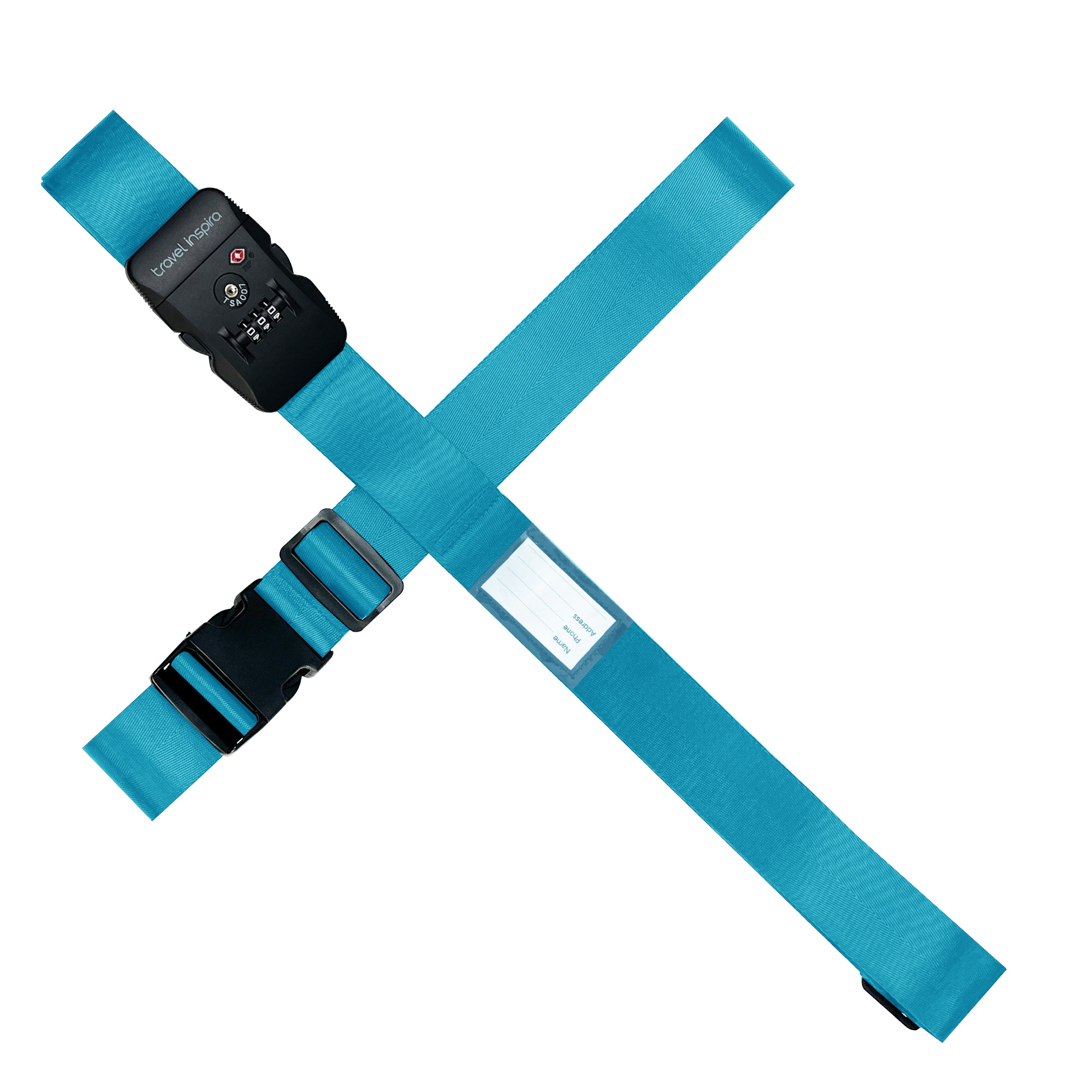 Travel Inspira Luggage Strap TSA Approved with TSA Lock Adjustable Luggage Strap for Suitcase Nylon Suitcase Travel Belt‎ TSA Approved Buckle Included Tags identifier (Blue)