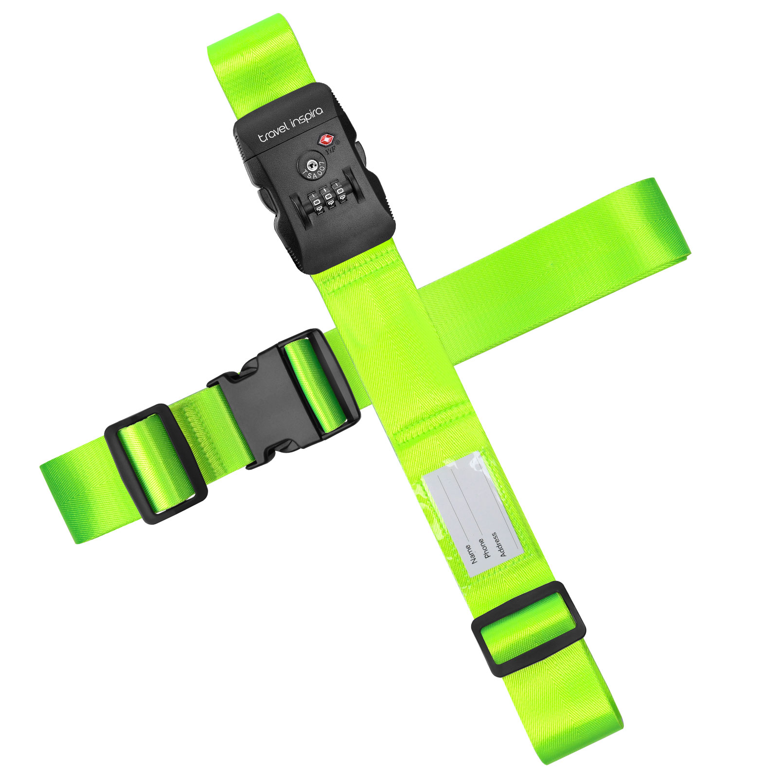 Travel Belt for Luggage, TSA Approved Luggage Straps, 3-Dial Combination Locks Adjustable Suitcase Belt, Quick-Release Buckle (Green)