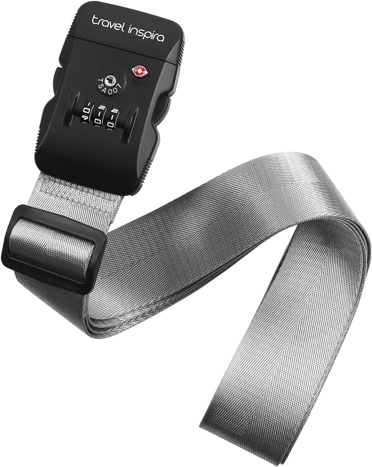 Travel Inspira Luggage Straps with TSA Combination Lock - Adjustable, Easy to Use, Protect Your Luggage, Grey